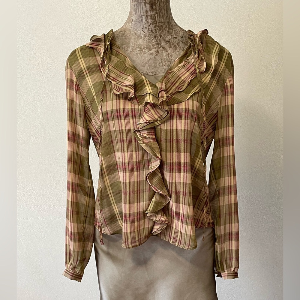 Ralph Lauren black label - plaid ruffled shirt -
